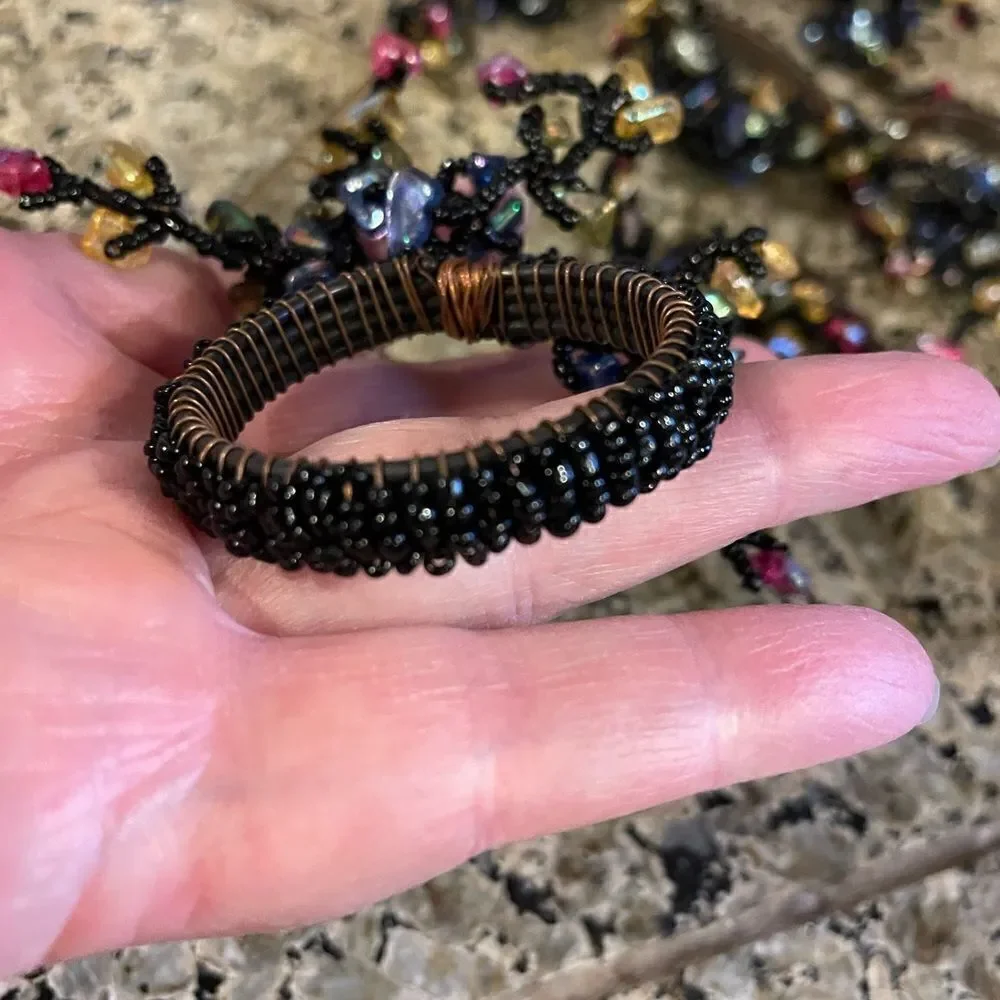 7 Beaded Jeweled Rock Napkin Rings